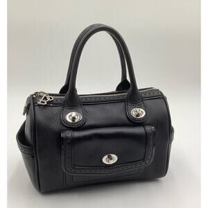 Bolzano italian leather cylinder satchel bag black